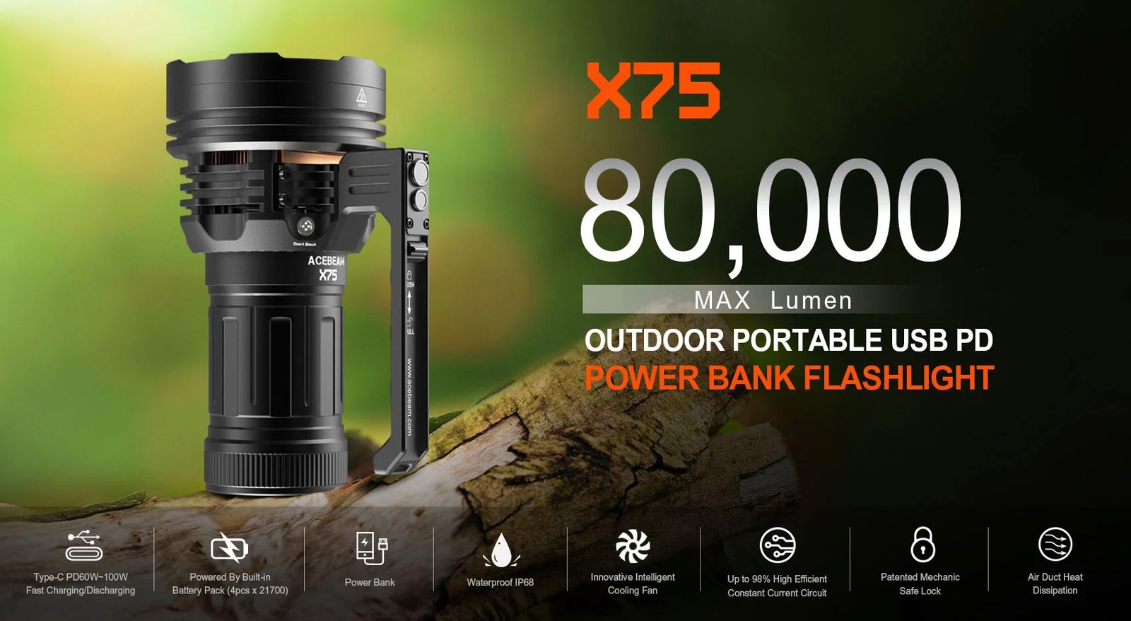 AceBeam X75 80000 Lümen El Feneri - Görsel 5