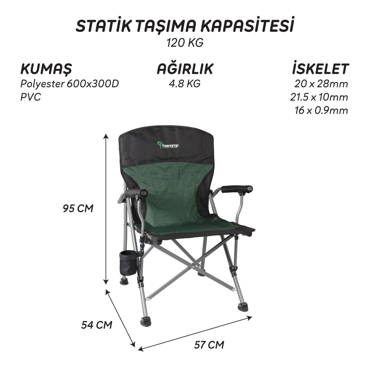FreeCamp Huxley Katlanır Sandalye-HAKİ - Görsel 4