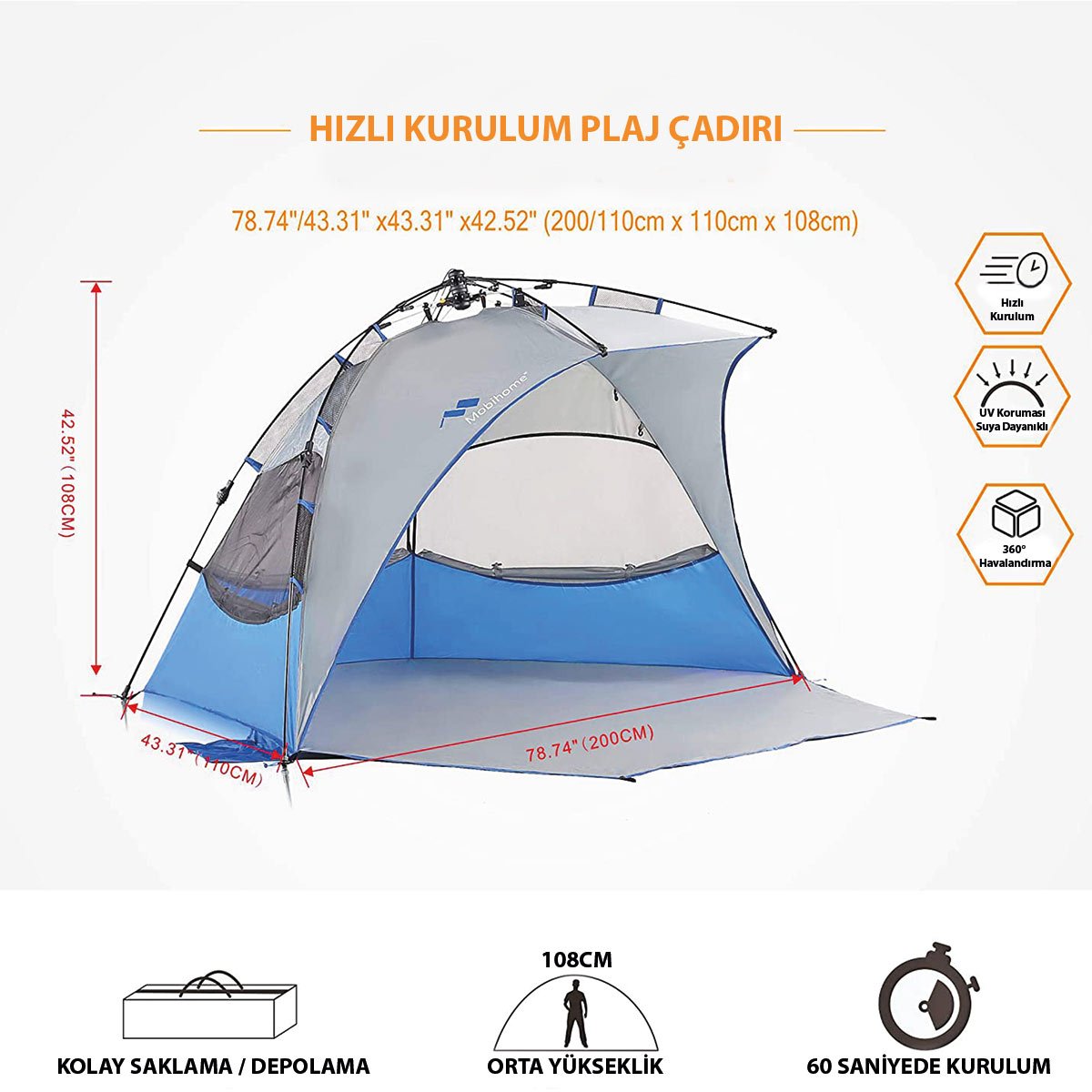 Mobihome Otomatik Plaj Çadırı - Görsel 5