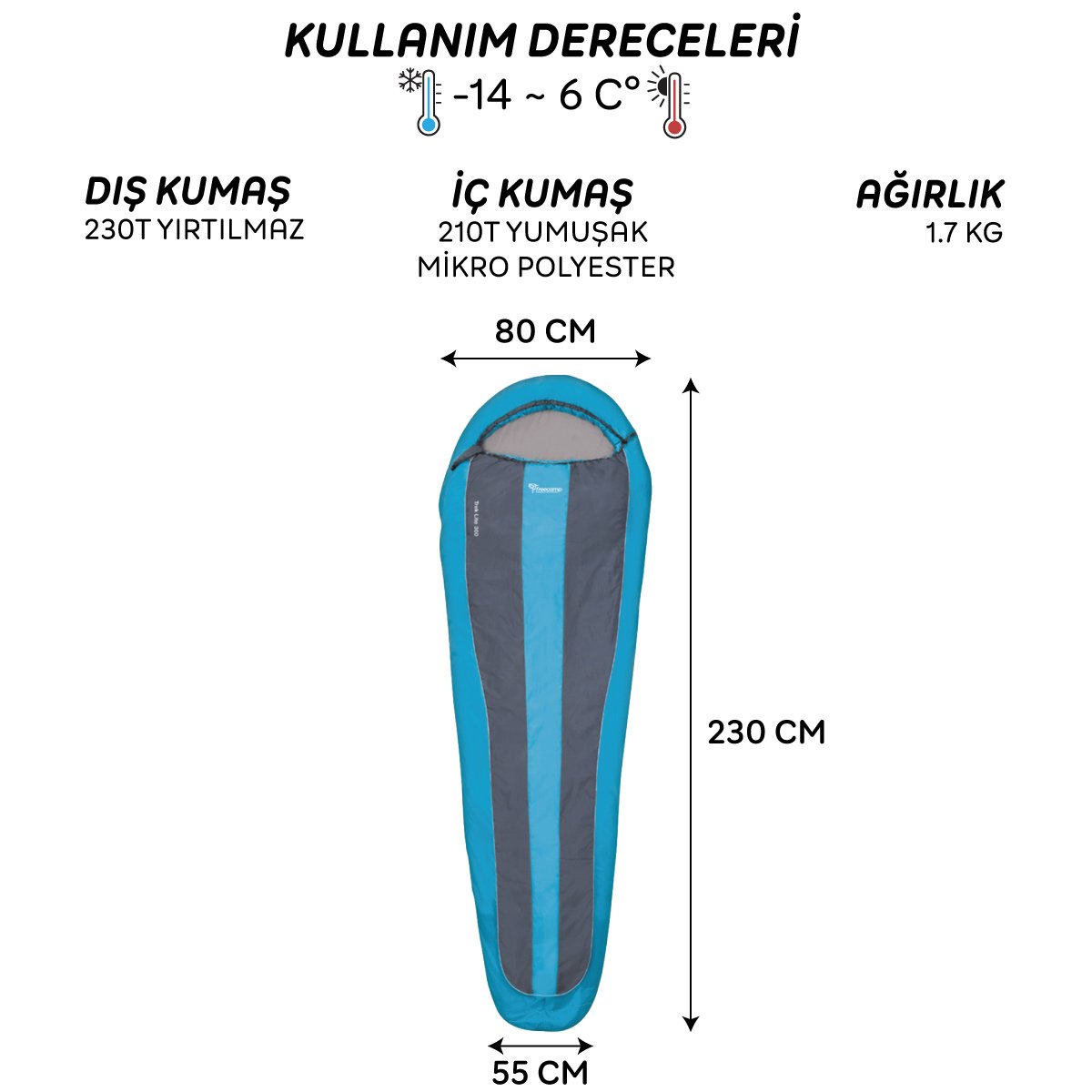 FreeCamp Trek Lite Classic 300 Uyku Tulumu - Görsel 2